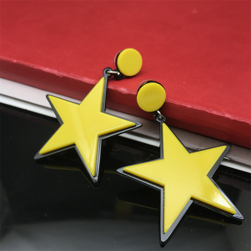Wholesale Summer Five-pointed Star Earrings Exaggerated Acrylic Earrings ACC-ES-FX051