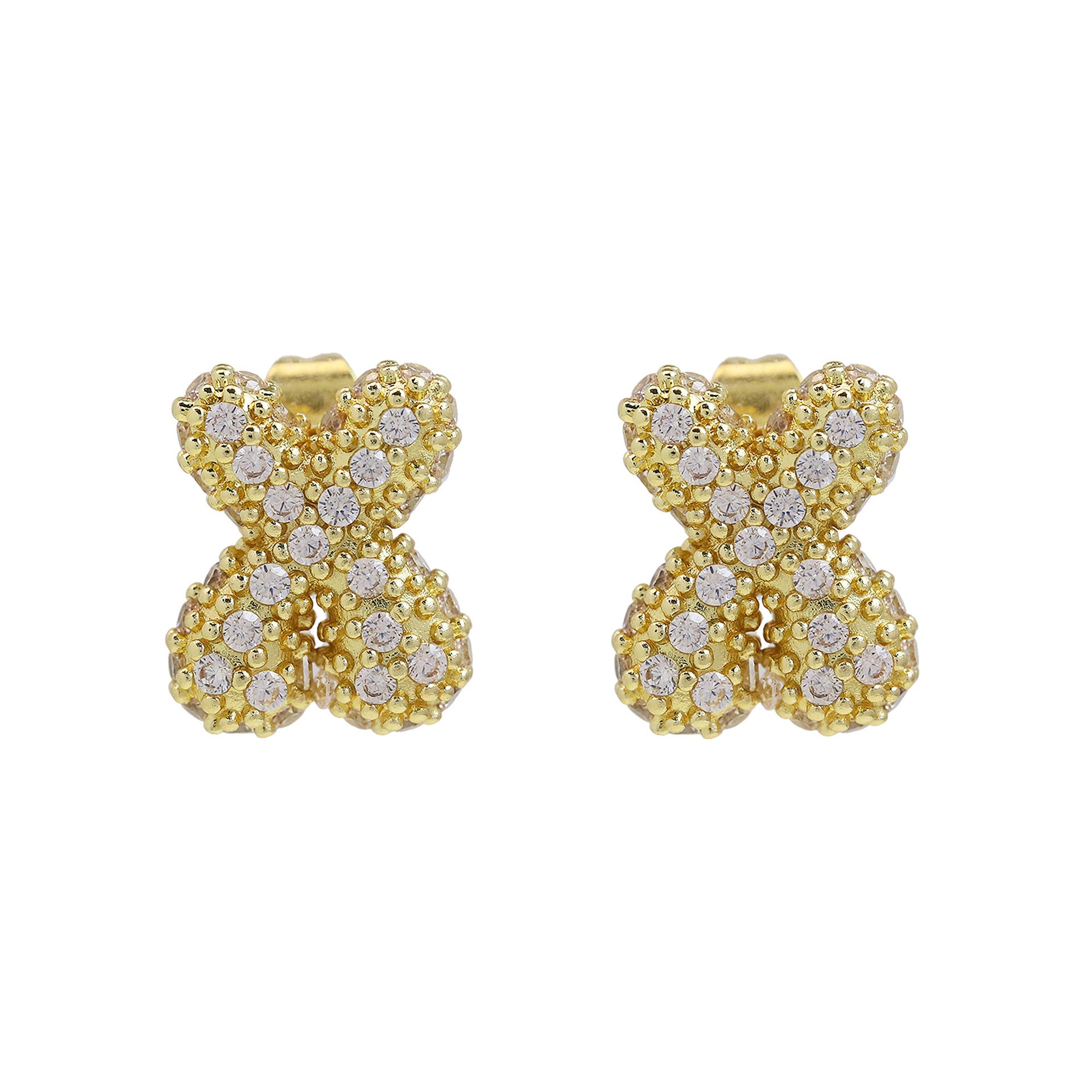 Wholesale 18k Brass Balloon Bubble Zircon small size 26 English Cute Letter Earrings
