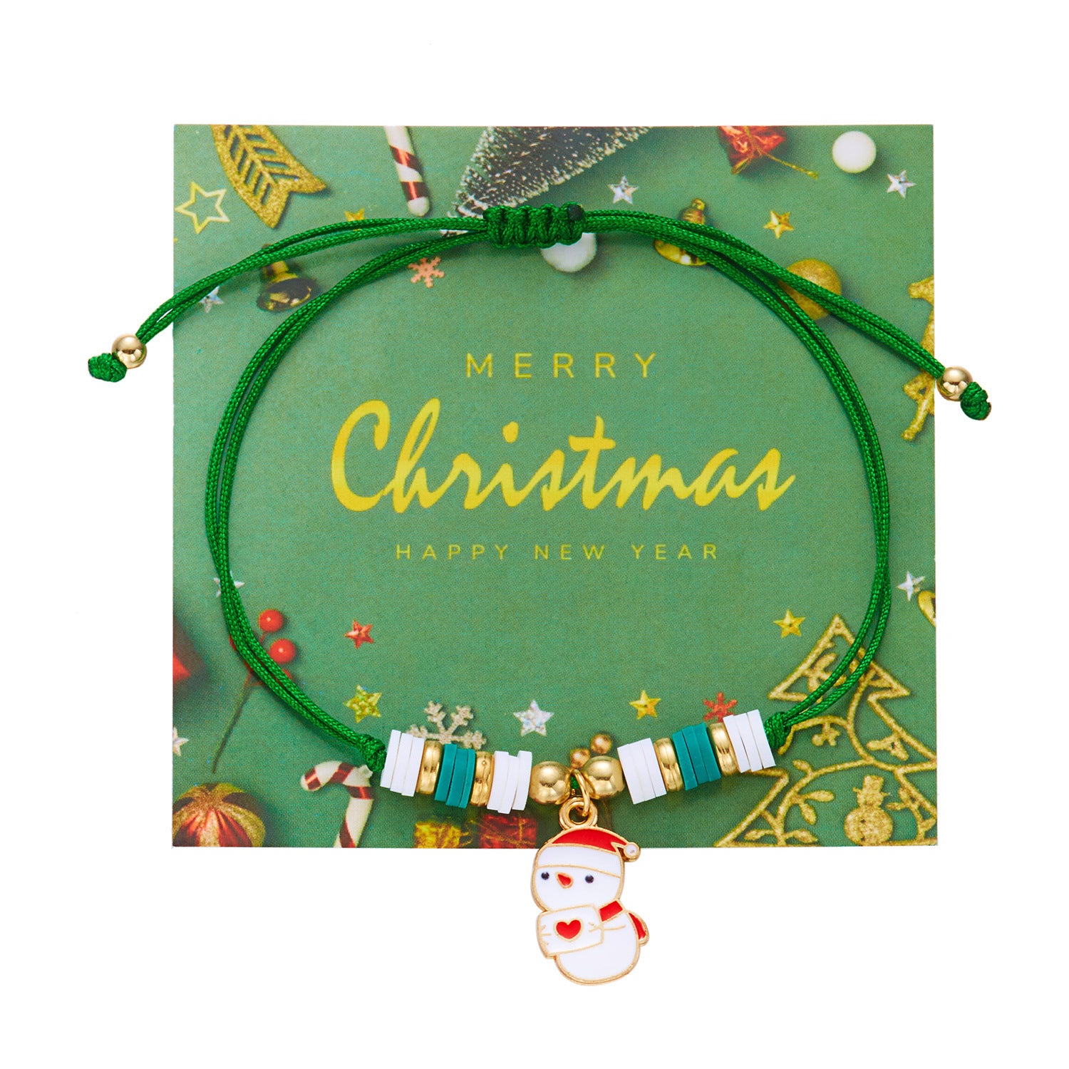 Wholesale Colorful Christmas Tree Snowflake Polymer Clay Braided Bracelet