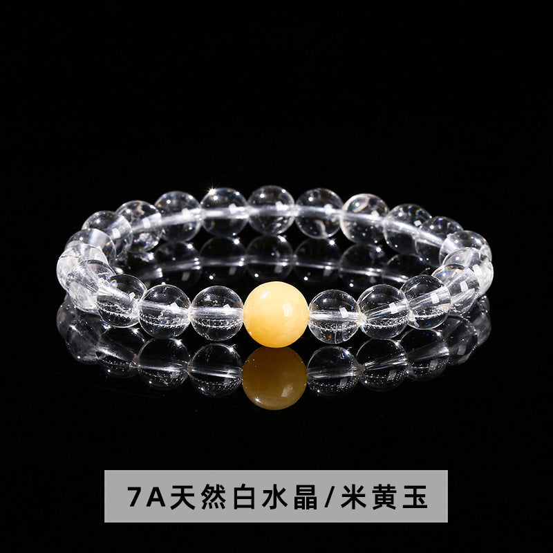 Wholesale Natural White Crystal Aquamarine Top Bead Bracelet