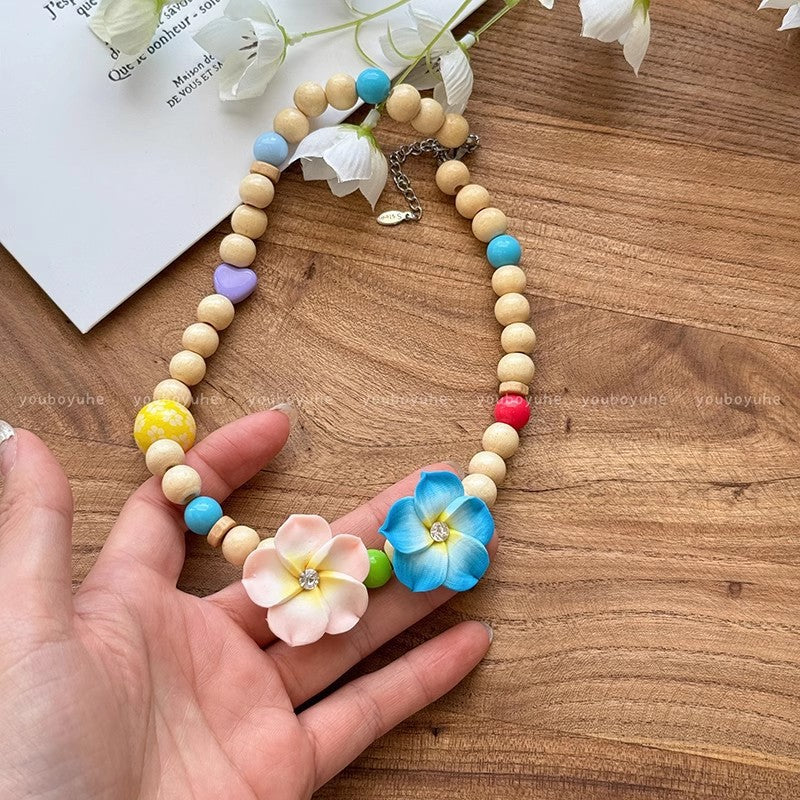 Wholesale Colorful Beaded Frangipani Necklace