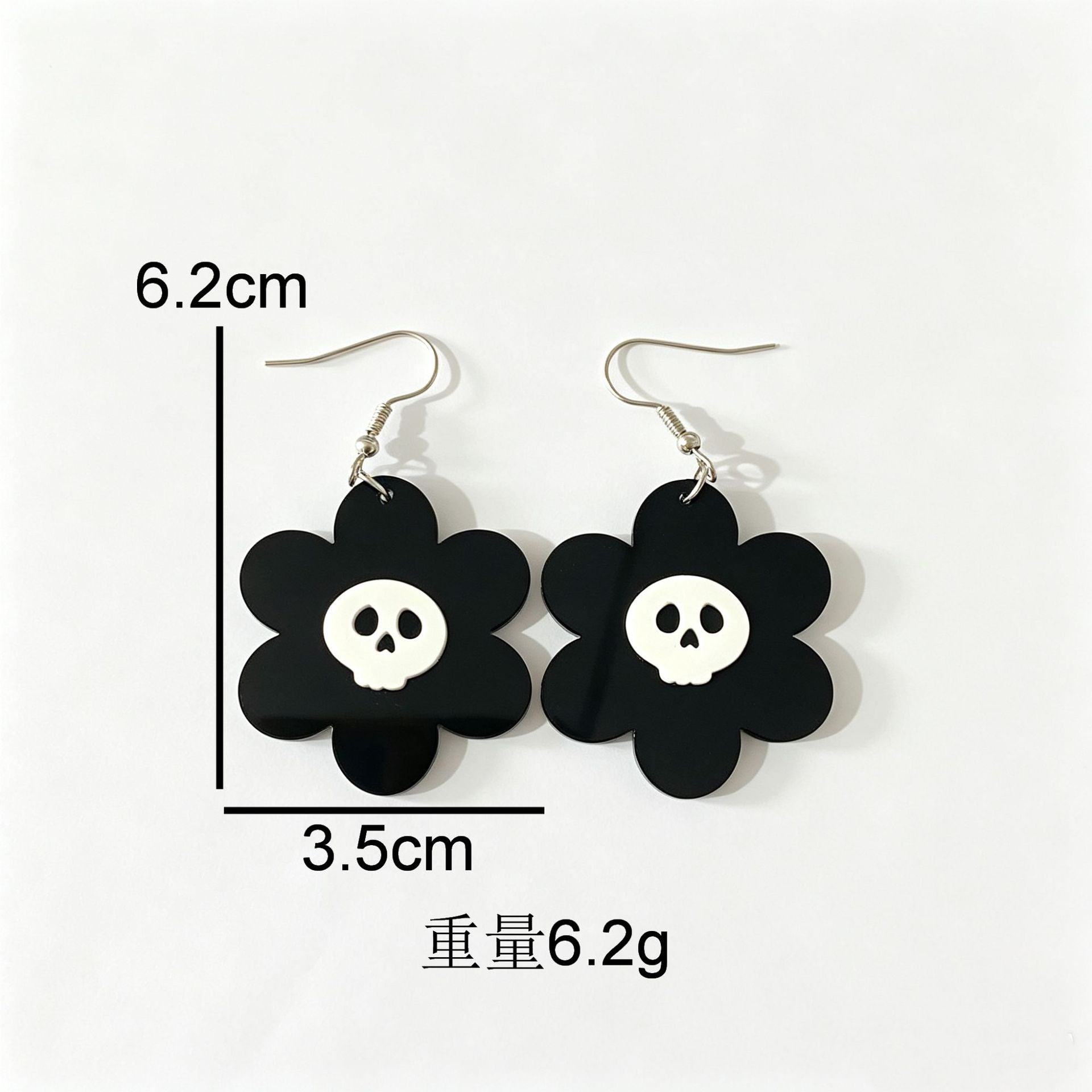 Wholesale Skull Flower Acrylic Earrings - Trendy  Festival Jewelry Accessory
