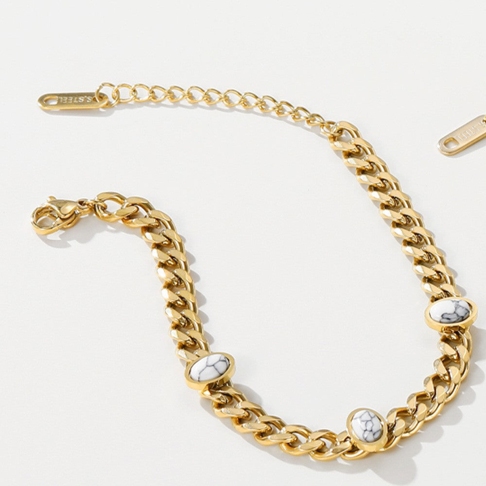 Wholesale Vintage Titanium Steel Bracelets Cuban Bracelet 18K Electroplating Light Luxury Bracelet ACC-BT-Mingl001