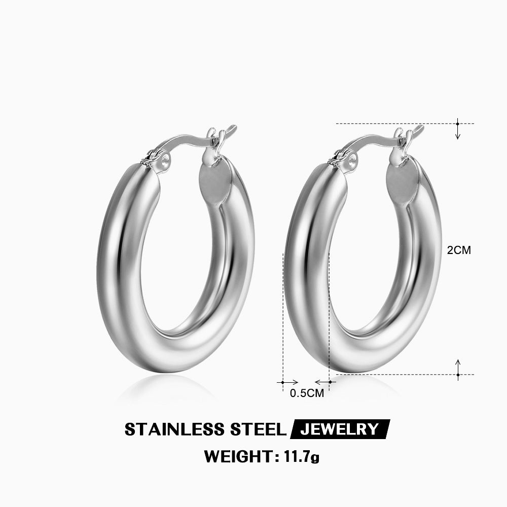 Wholesale Geometric Stainless Steel Earrings 18K Gold Plated Earrings Hoop Earrings ACC-ES-JiaLi004