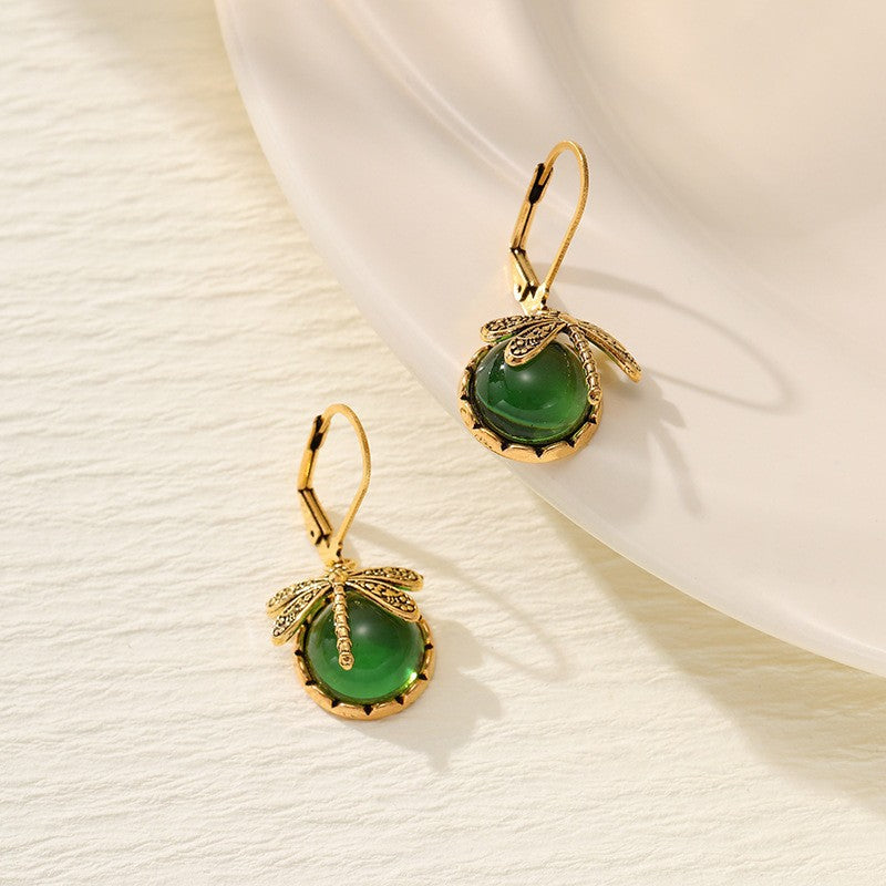 Wholesale  Drop-shaped Inlaid Cat's Eye Earrings