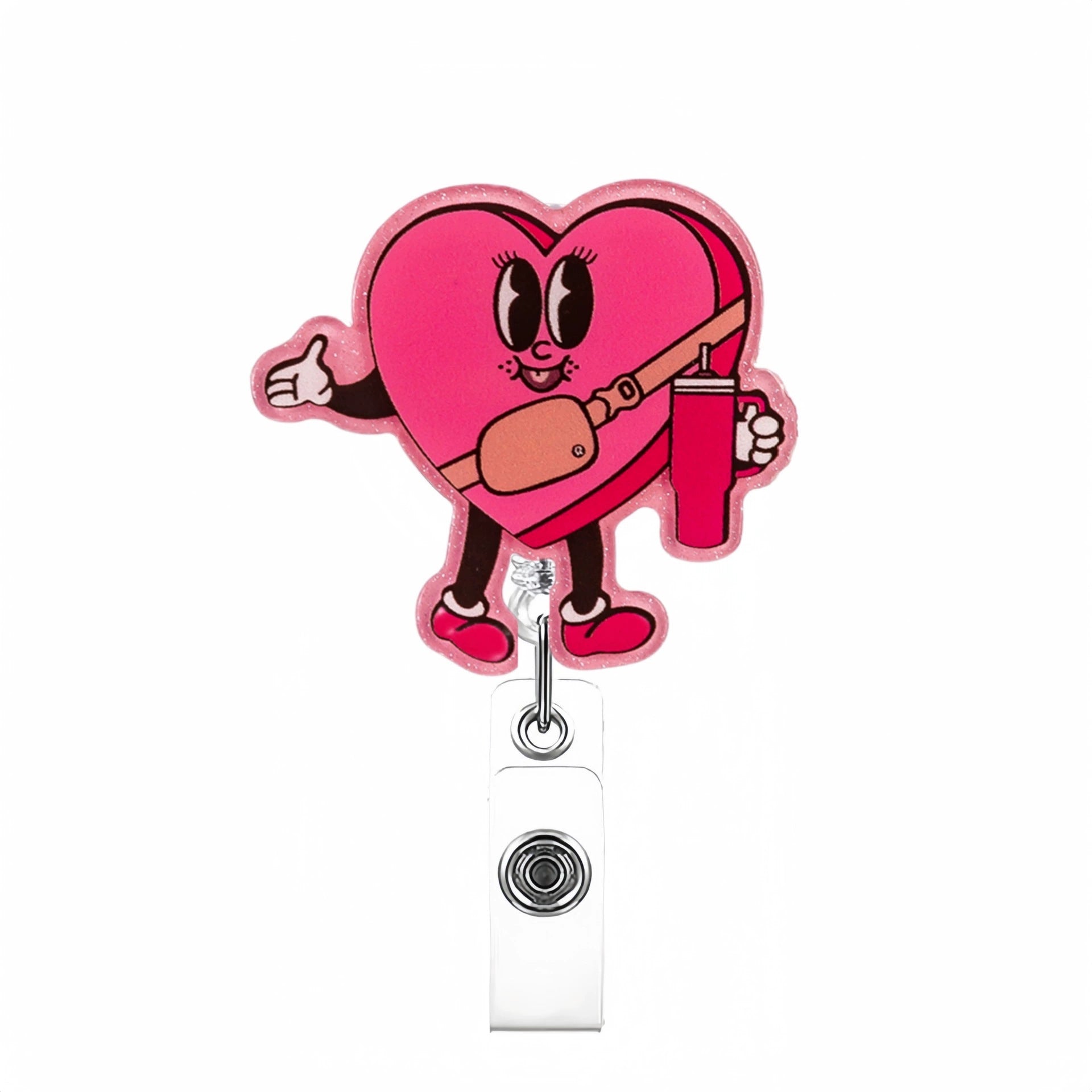 Wholesale Love Romantic Workplace  Acrylic Retractable Rotating Badge Keychain