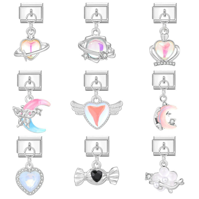 Wholesale Italian Charm Bracelet 9mm DIY Splicing Cute Pendant Stainless Steel Composable Bracelet