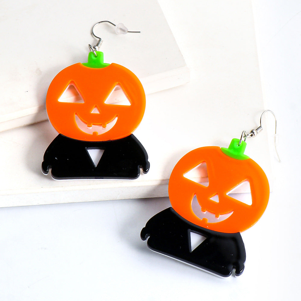 Wholesale Halloween Funny Pumpkin Acrylic Earrings ACC-ES-JuJia015