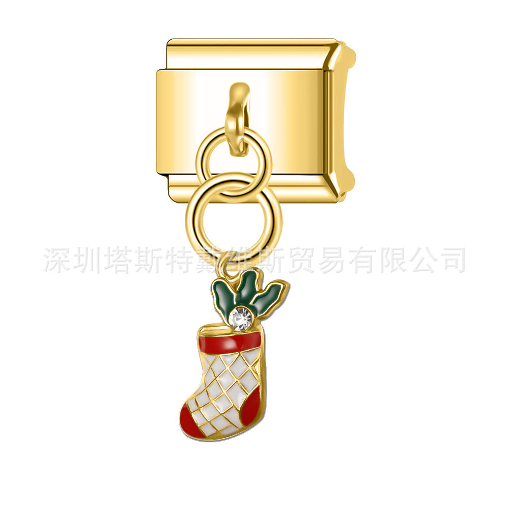 Wholesale  Italian Charm Bracelet 9mm DIY Christmas pendant Creative Stainless Steel Composable Bracelet