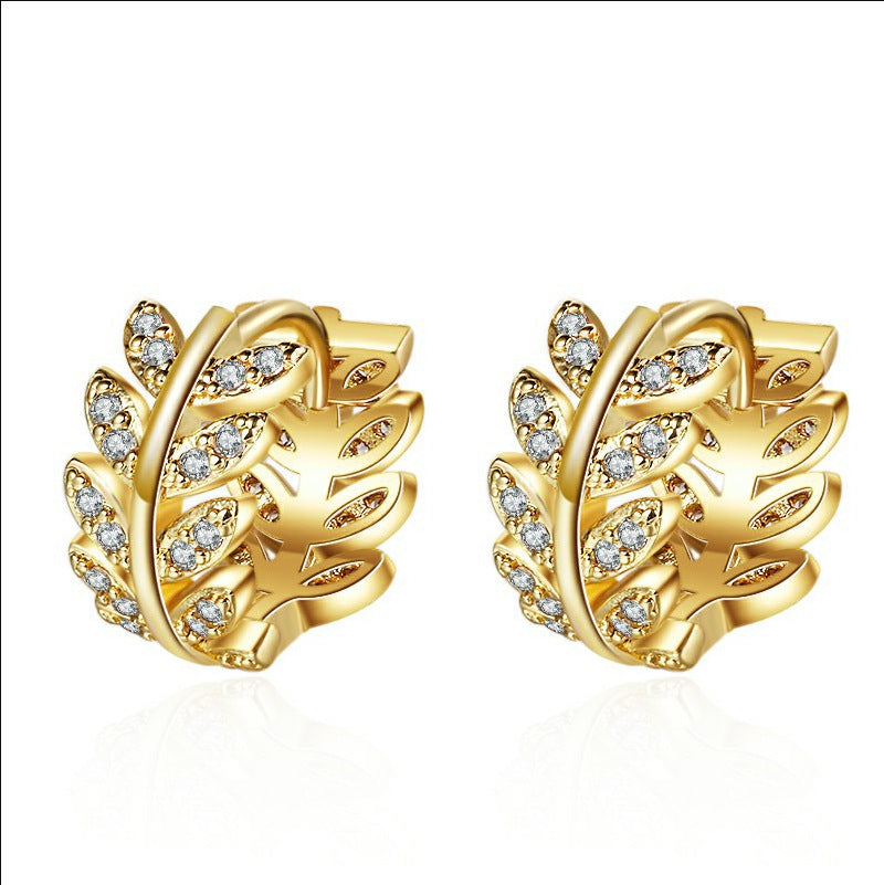 Wholesale  diamond tree leaf earrings