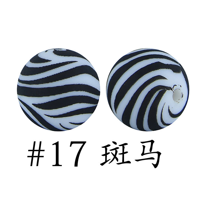 Wholesale 50pcs Western Style Leopard Skull Color Aztec Printed Silicone Balls Beads ACC-BDS-HeSheng007