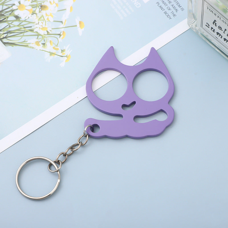 Wholesale Stainless Steel  Candy Color Cute Kitten Keychain