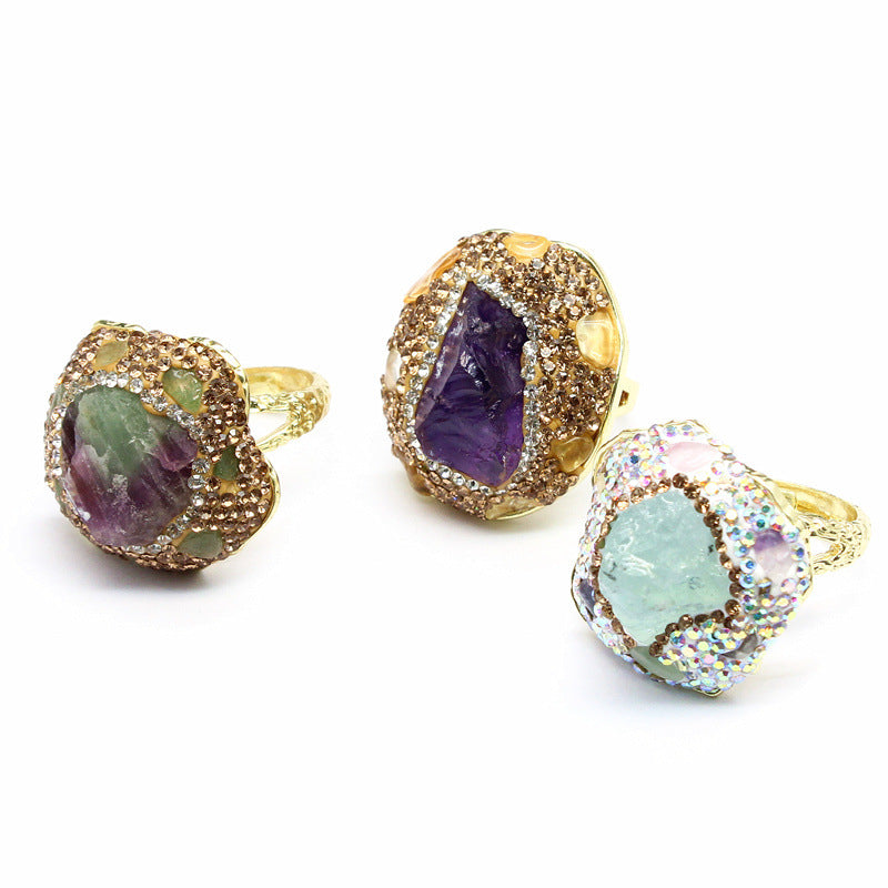 Wholesale Light Luxury Natural Amethyst Original Stone Ring