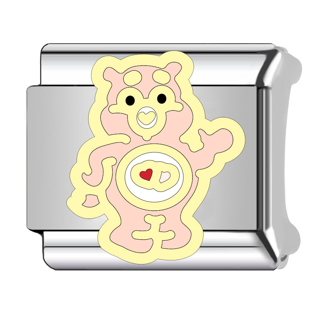 Wholesale Italian Charm Bracelet 9mm DIY Cartoon bear   Creative Stainless Steel Composable Bracelet