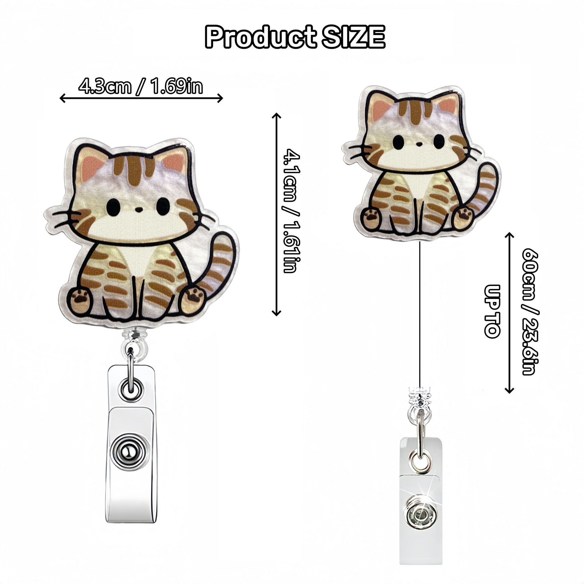 Wholesale Cute Pet Series Acrylic Retractable Rotating Badge Keychain