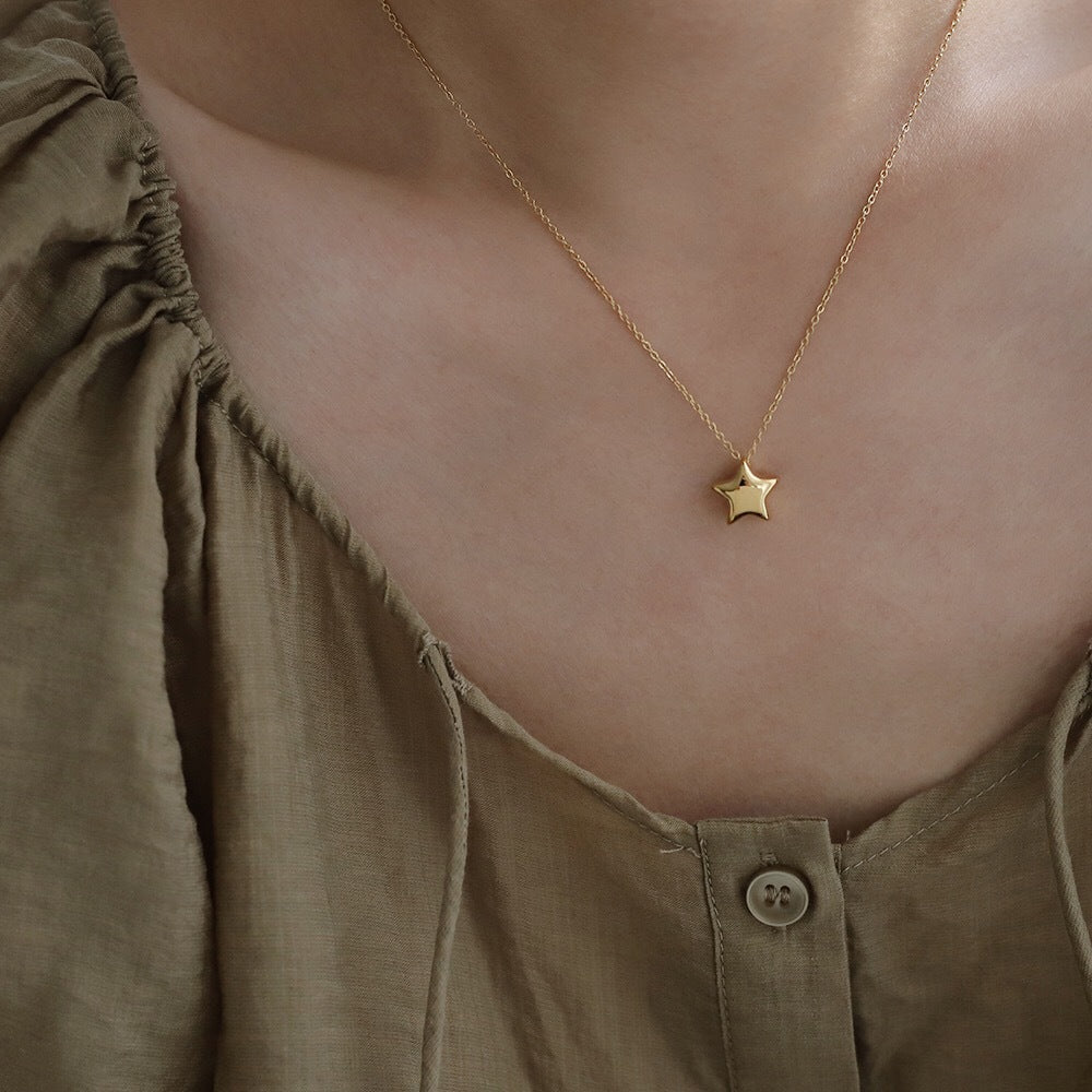 Wholesale  Lucky Star Simple Pentagonal Star Titanium Steel Necklace