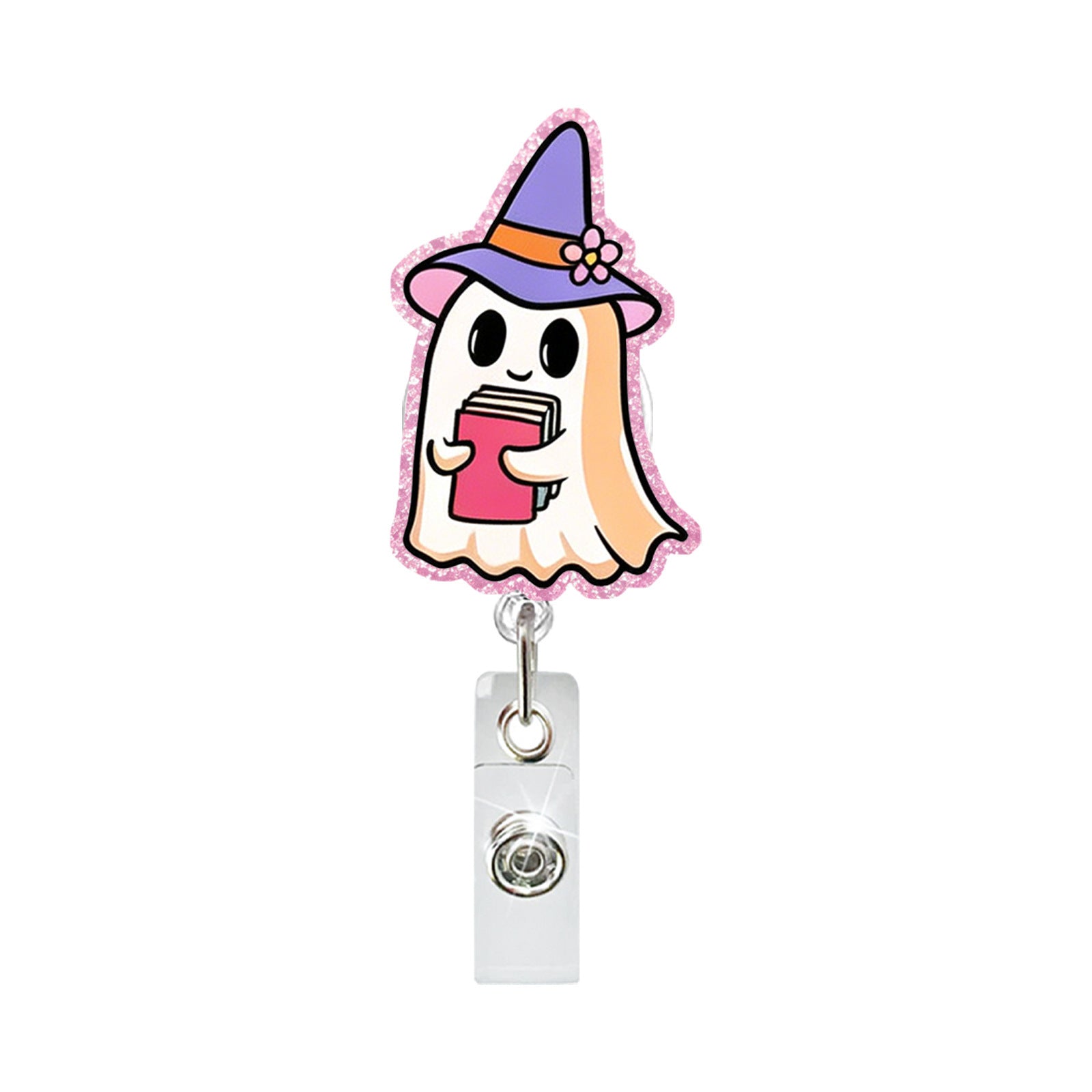Wholesale Trendy Acrylic Ghost Badge Clip,  Easy-to-Rotate Design for ID Cards and Keychains