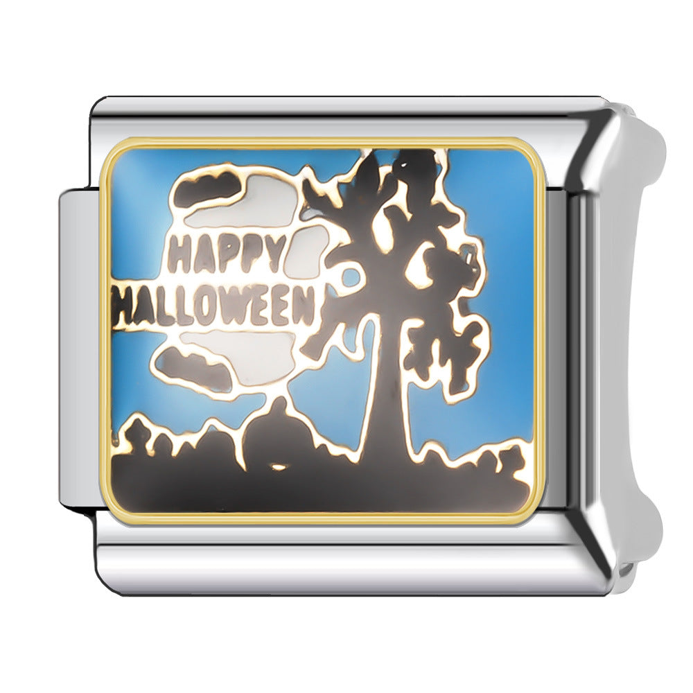 Wholesale Italian Charm Bracelet 9mm DIY Splicing Blue Series Stainless Steel Composable Bracelet