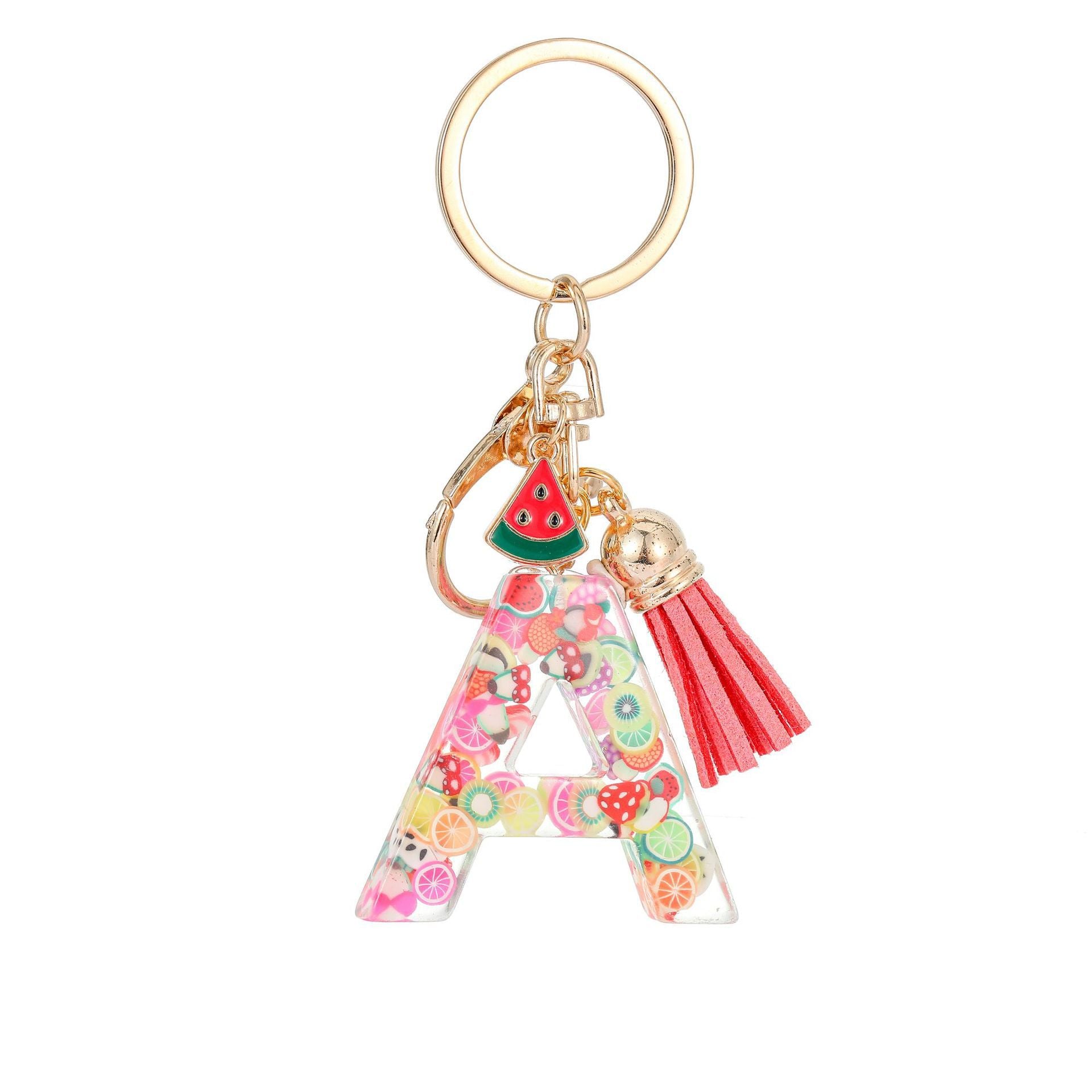 Wholesale Fruit resin letter keychain