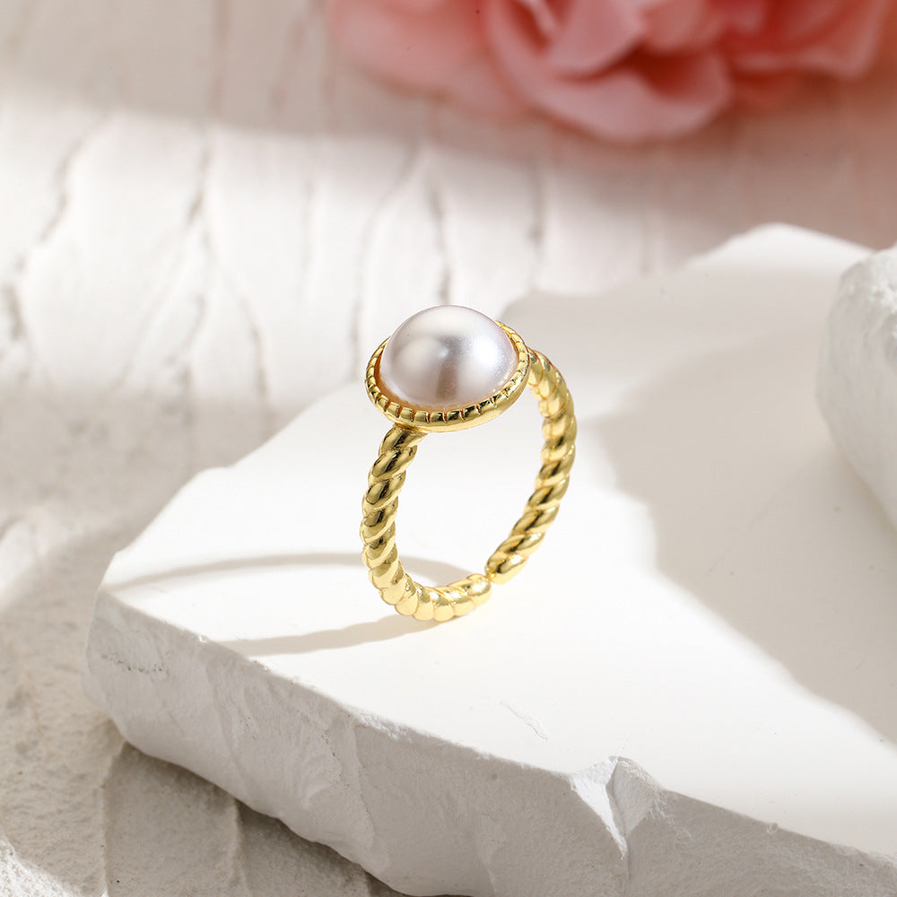 Wholesale 18k copper plated polished Baroque ring for women