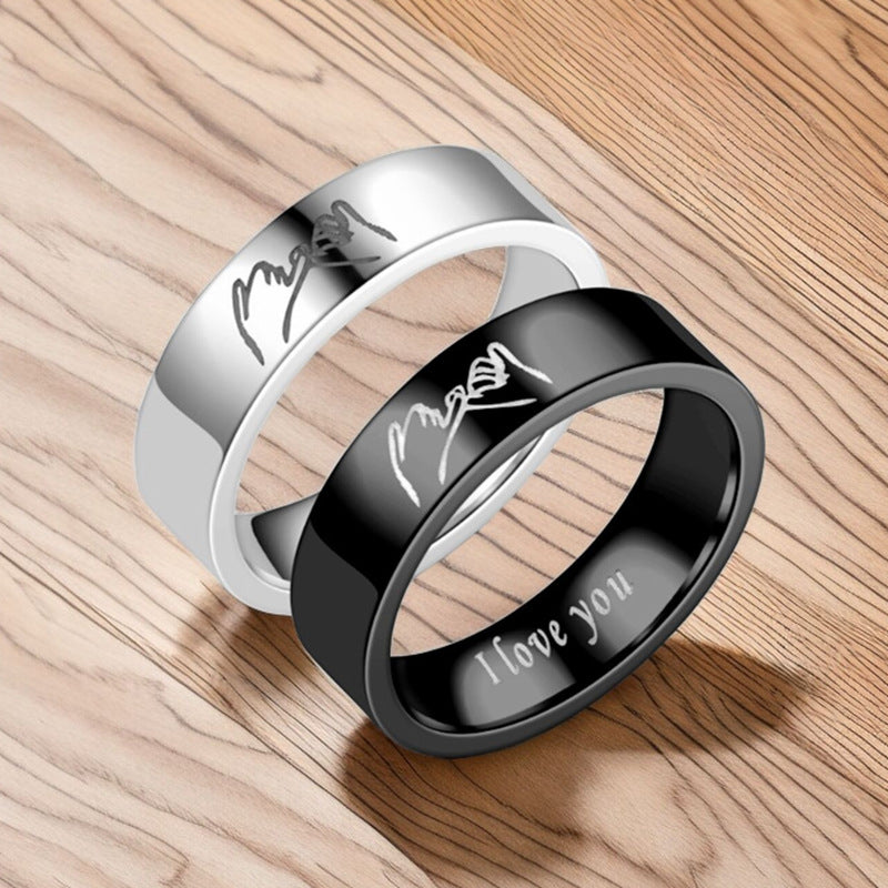 Wholesale Titanium Steel Couple Rings I Love You Hand Held Couple Rings