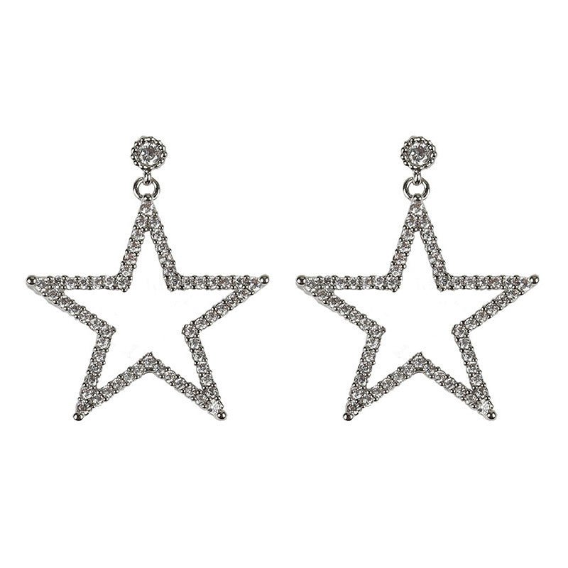 Wholesale  diamond-embedded geometric earrings