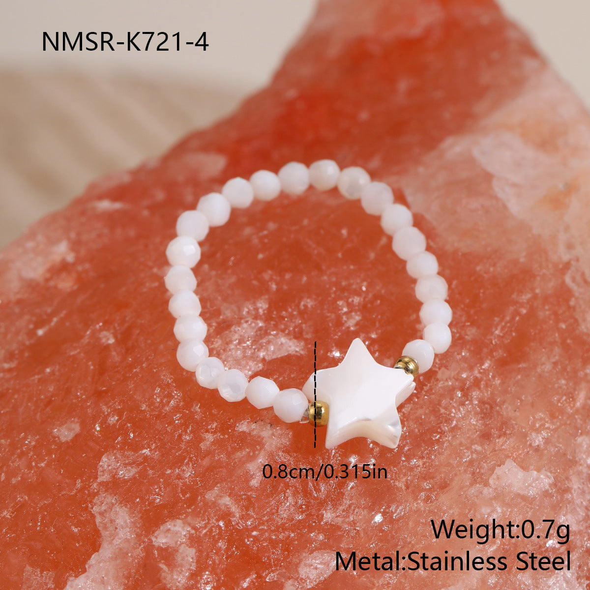 Wholesale Stainless steel cute heart-shaped ring with small beads