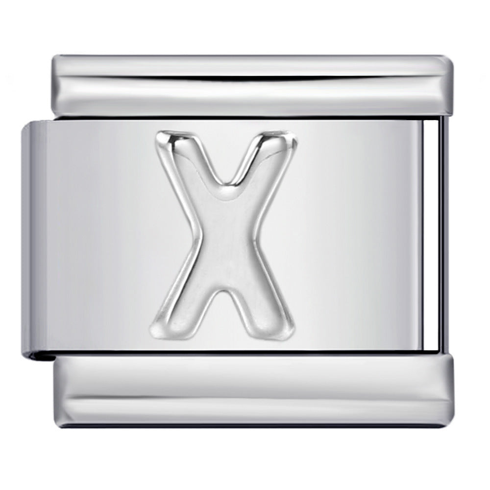 Wholesale  Italian Charm Bracelet 9mm DIY convex 26-letter  Creative Stainless Steel Composable Bracelet