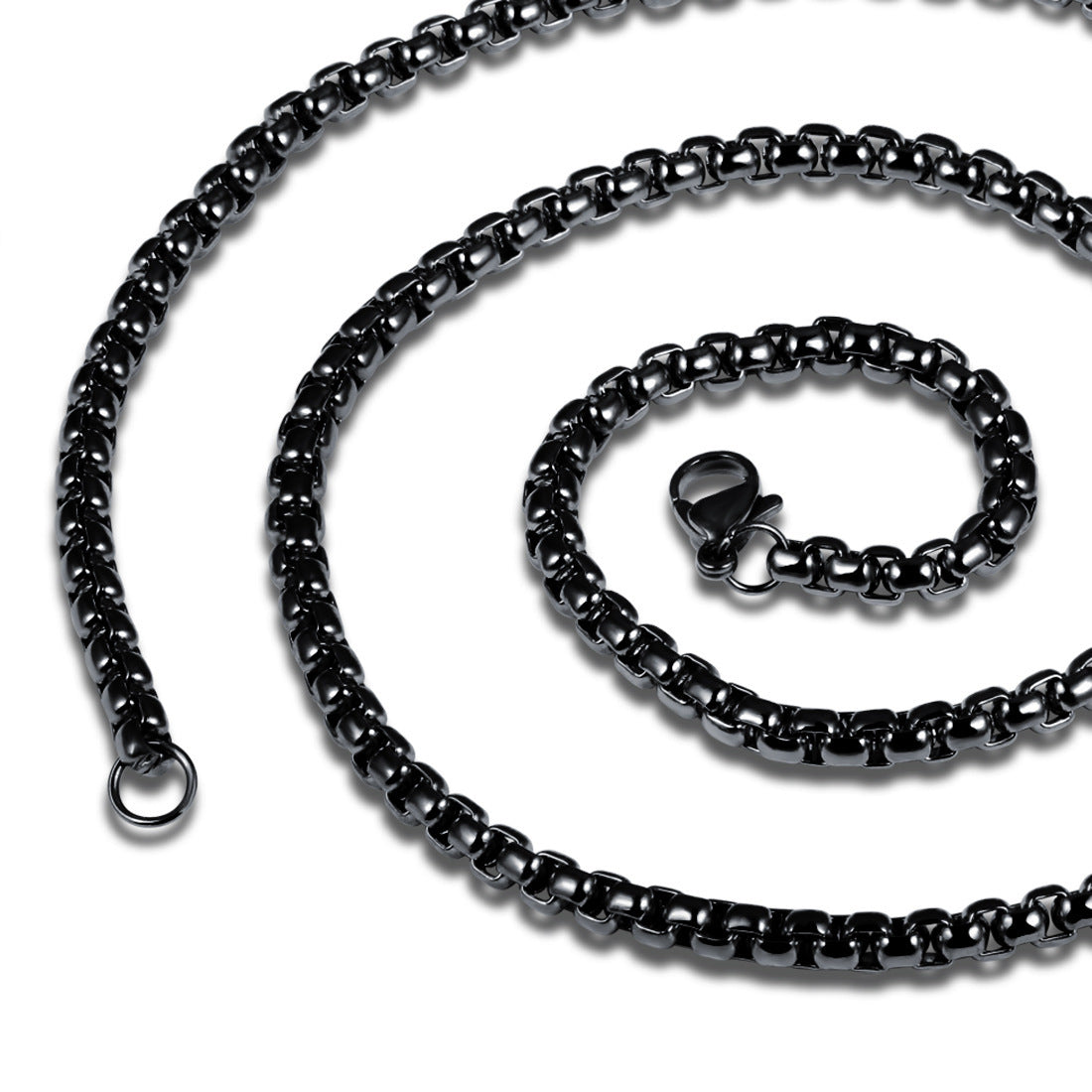 Wholesale  Men's Necklace Square Pearl Chain Surface Polished Necklaces