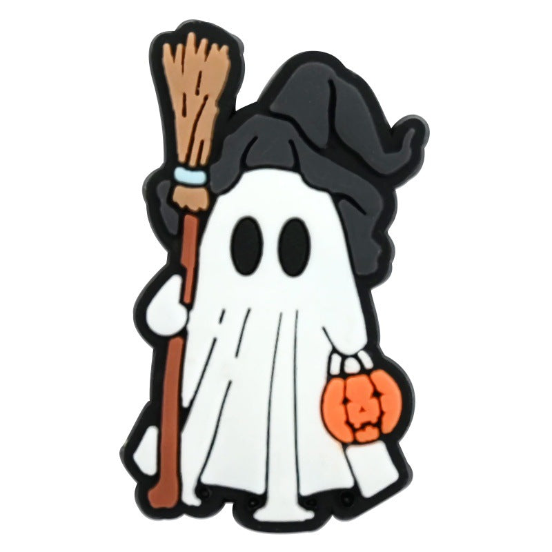 Wholesale Random 100pcs  Series White Ghost Clogs  PVC Soft Rubber Shoe Buckle Decoration