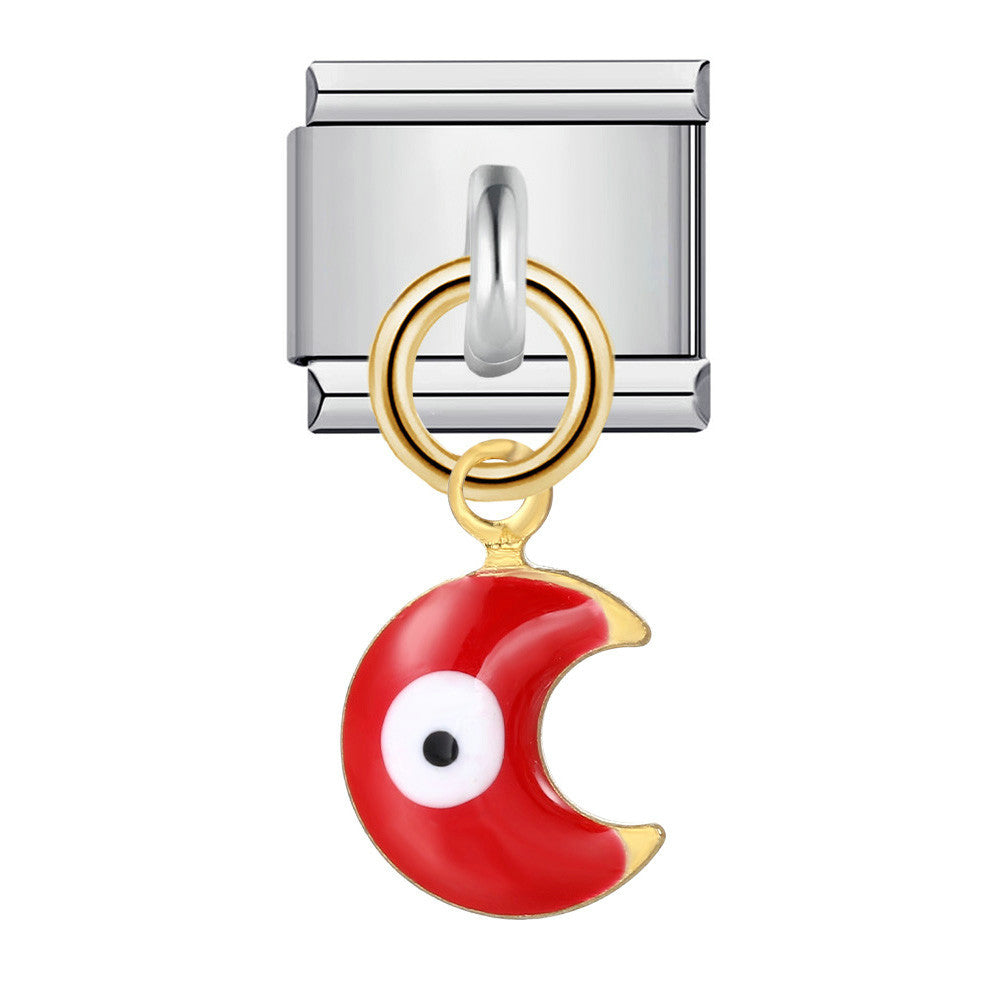 Wholesale Single Hook Italian Module Bracelet Devil' s Eye Pendant  Titanium Steel Charms