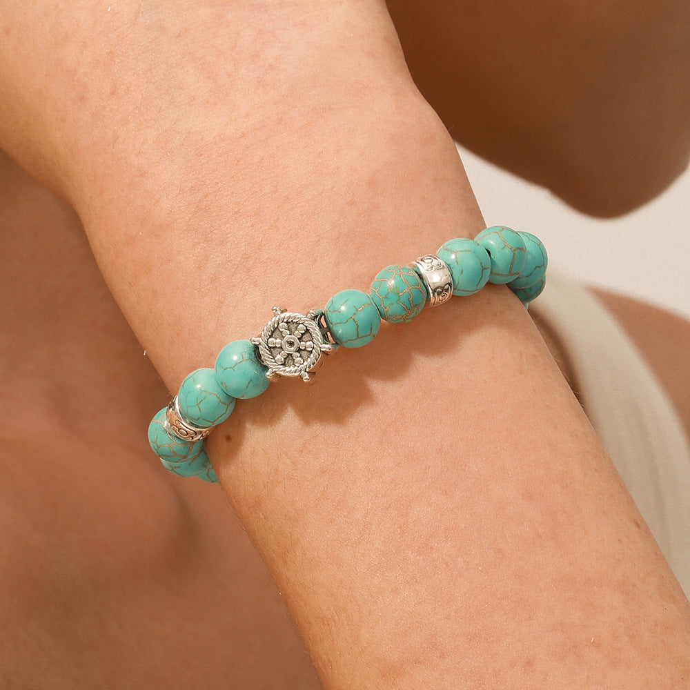 Wholesale Bohemian Turquoise Bracelet with Shell &  Sea Life Pendants - Handmade Jewelry Accessory for Resale