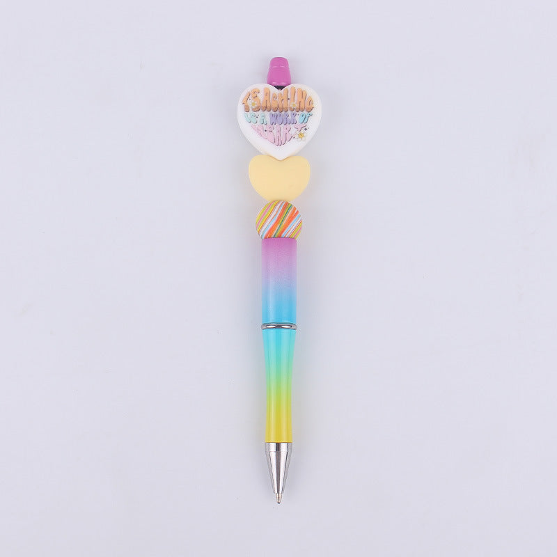 Wholesale Cartoon Love Series Beadable Silicone Beaded Ballpoint Pen
