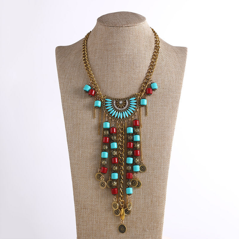 Wholesale  Feather Necklace Multi-Layer Vintage Ethnic Style Bohemian Necklace