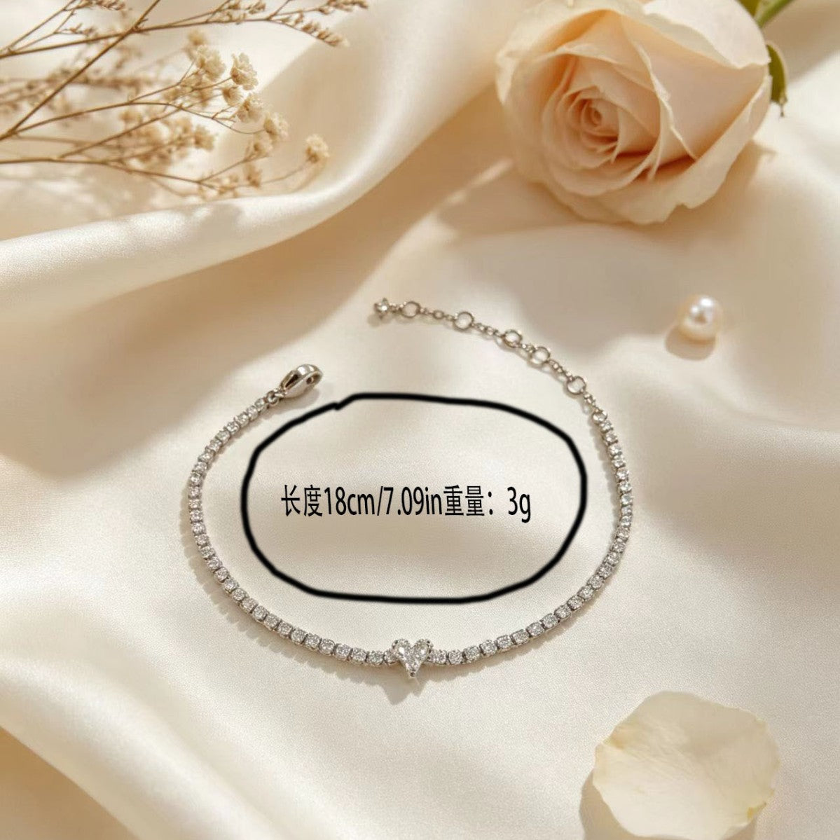 Wholesale Women S Pink Heart Titanium Steel Bracelet With Moissanite Everyday Fashion Accessory