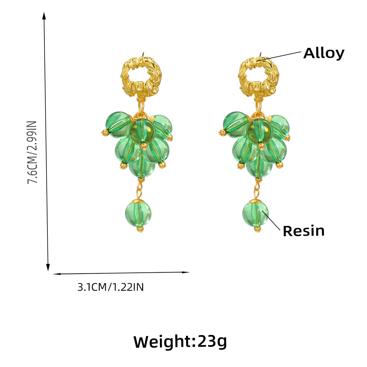 Wholesale multi-layered spherical resin braided floral alloy earrings ACC-ES-JL018