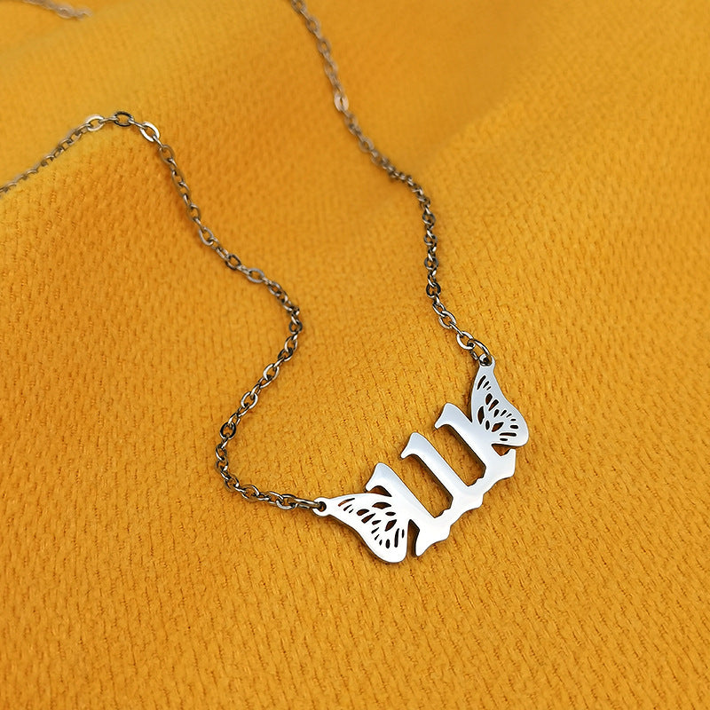 Wholesale 18K Gold Chain Stainless Steel Angel Number Necklaces ACC-NE-GuDi004