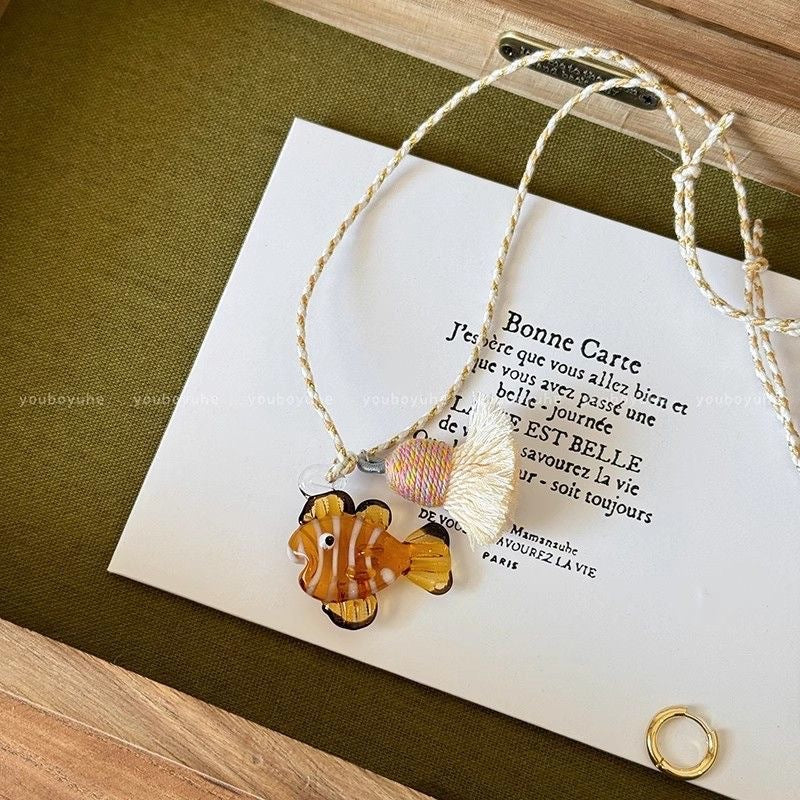 Wholesale Cartoon Ceramic Puppy Beaded Pendant Necklace