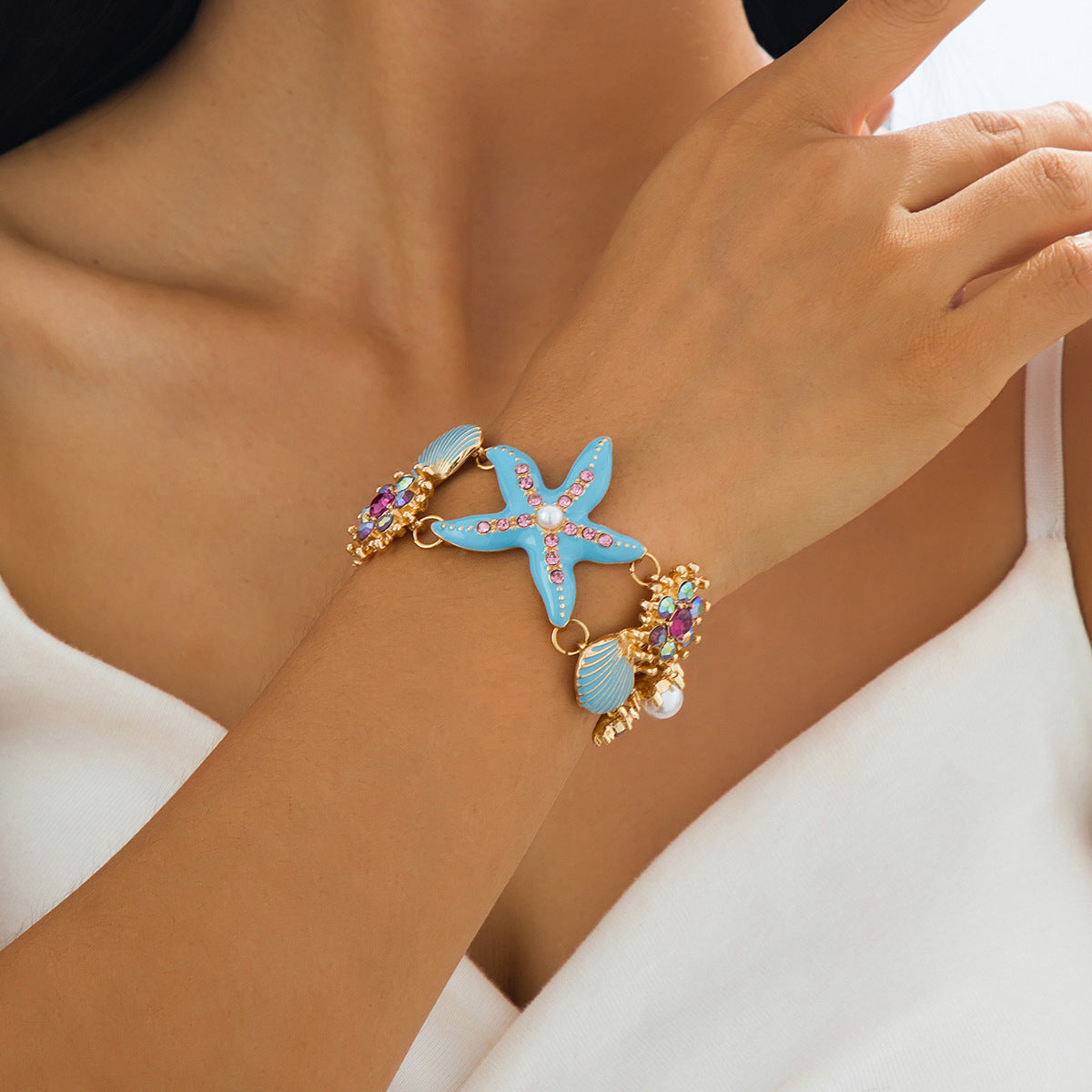 Wholesale Beach Vacation Style Ocean Starfish Shell Bracelet Women' s Bohemian Style Jewelry