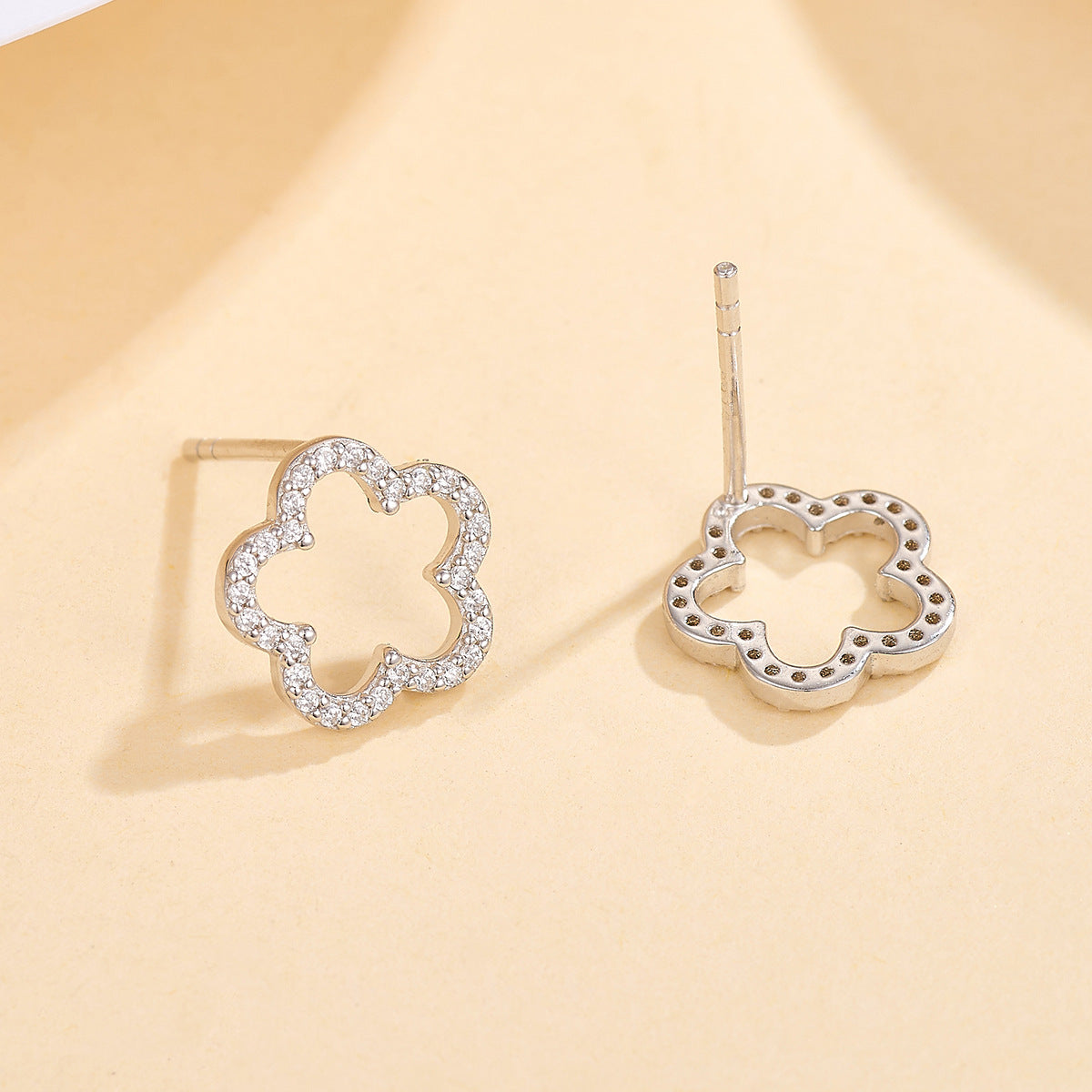 Wholesale S925 Sterling Silver Micro Inlaid Zircon Flower Earrings ACC-ES-JingXu001