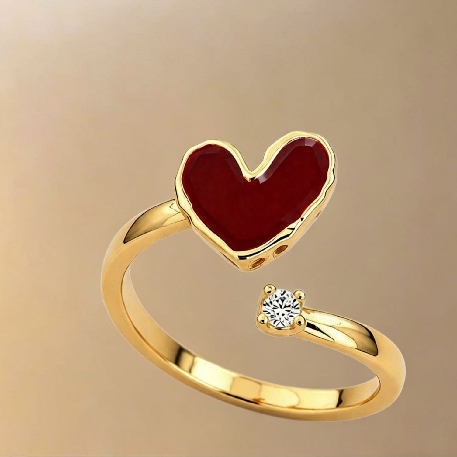 Wholesale Retro Style Women S Rhinestone Dripping Oil Heart Open Ring Chic Jewelry Accessory For Everyday Wear