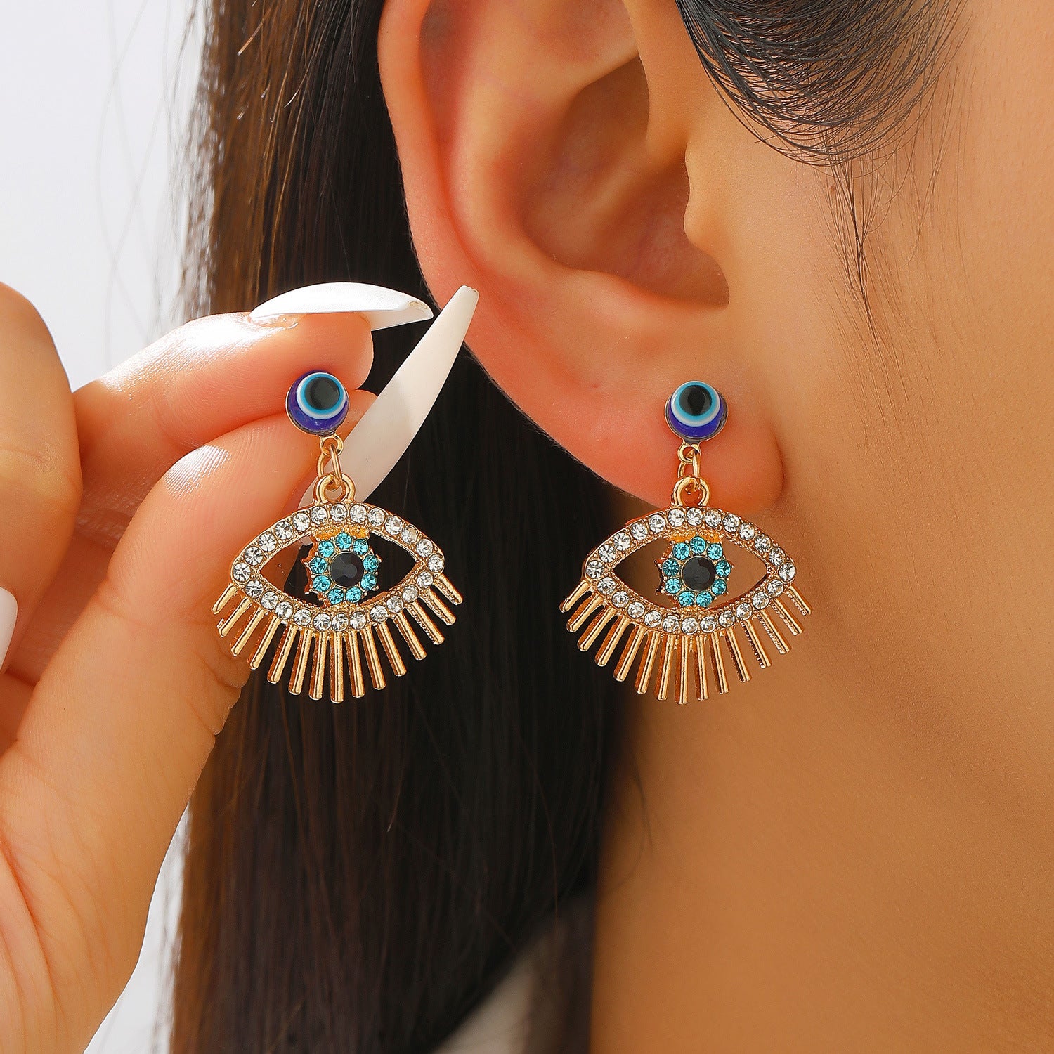 Wholesale Copper Evil Eye Zircon Earrings Trendy Fashion Accessory Boutique Resale