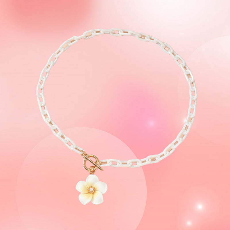Wholesale Spring Flower Chain Acrylic Necklace ACC-NE-GL003