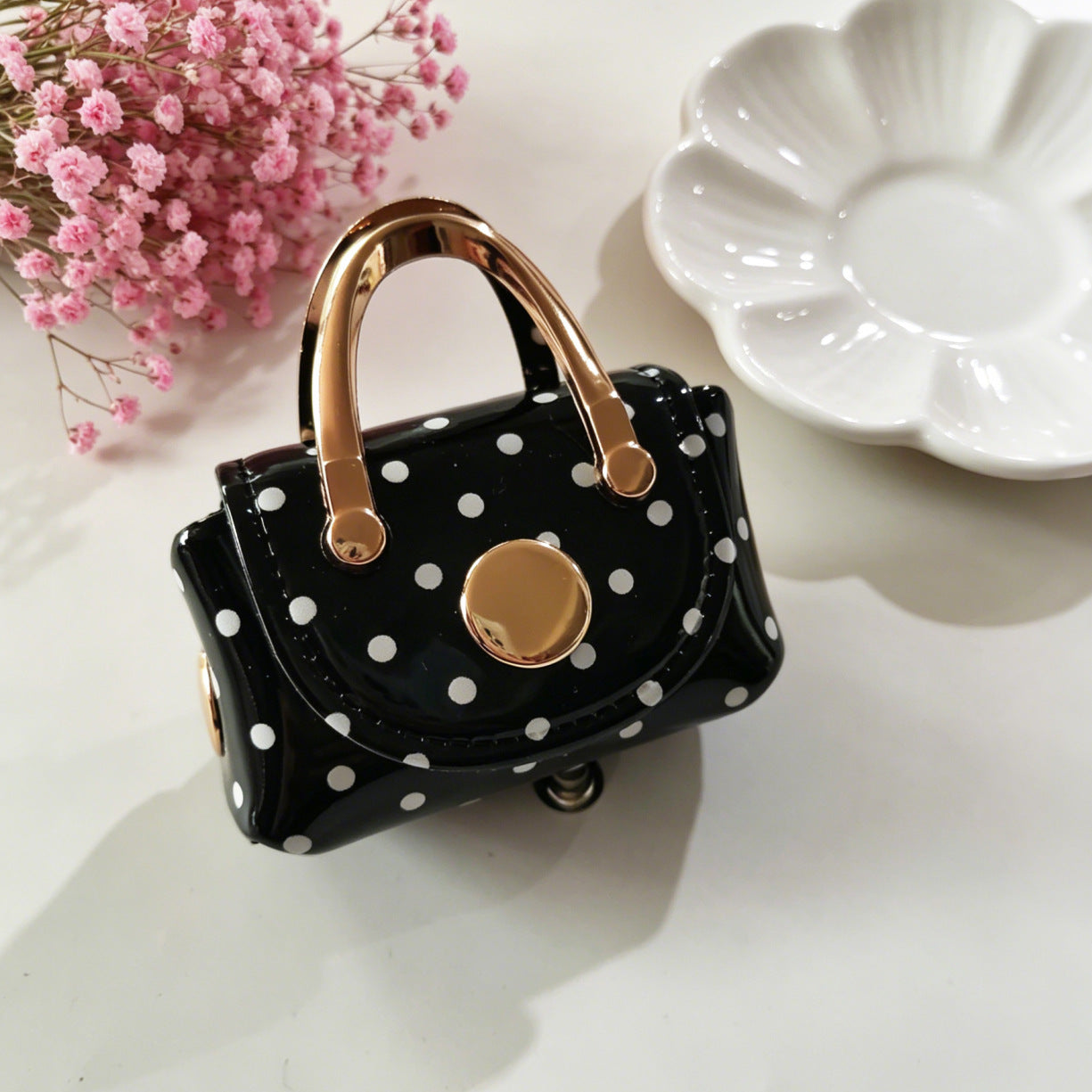 Wholesale French Retro Polka Dot Mini Handbag Coin Purse Keychain Boutique Accessory