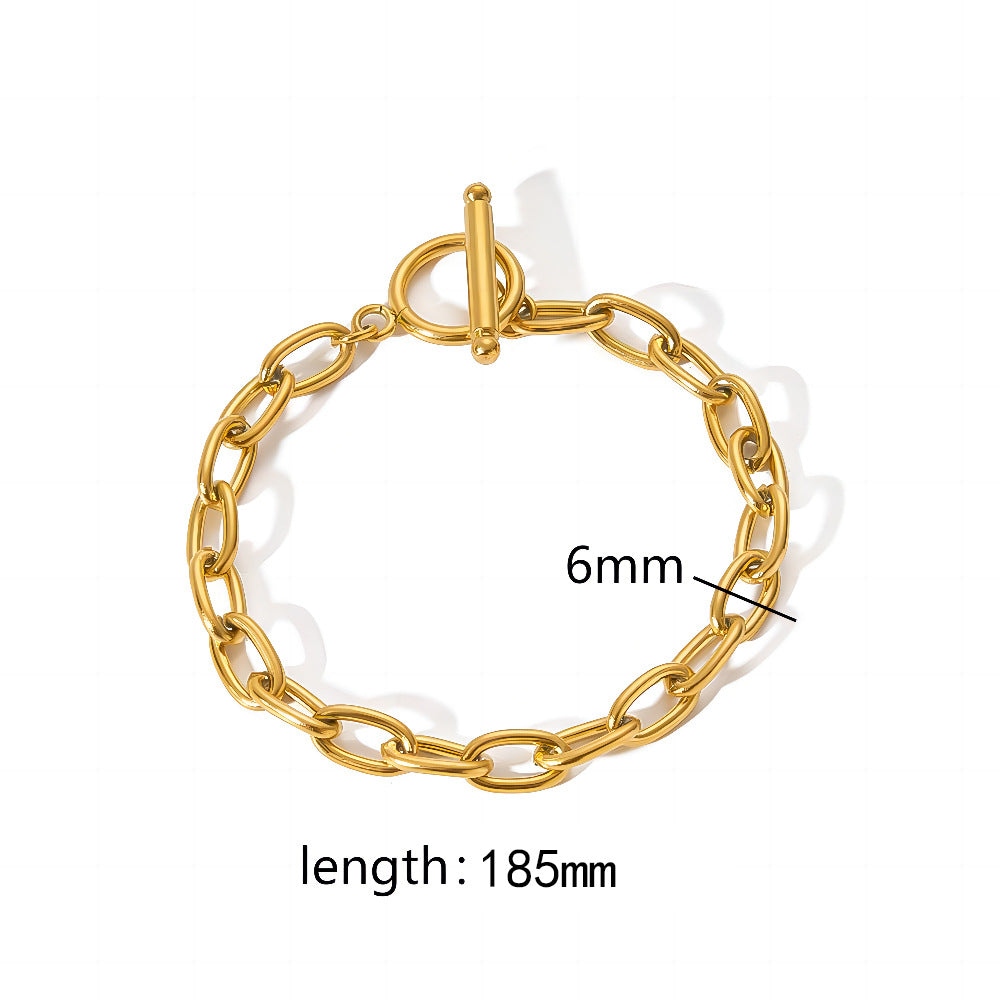 Wholesale 18K Gold Plated Stainless Steel Snake Bone Chain Cross Chain Bracelets ACC-BT-LiQuan002
