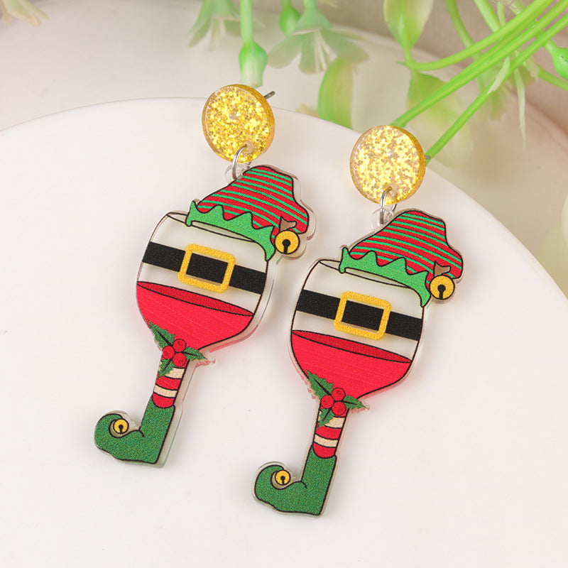 Wholesale Cartoon Creative Christmas Series Elk Gloves Acrylic Earrings
