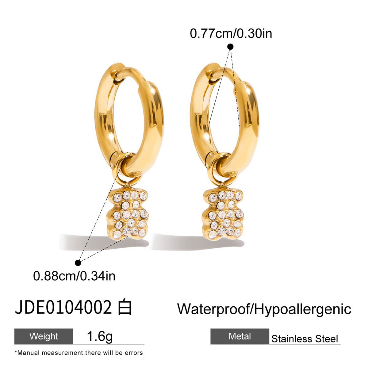 Wholesale Stainless steel rhinestone earrings light luxury earrings