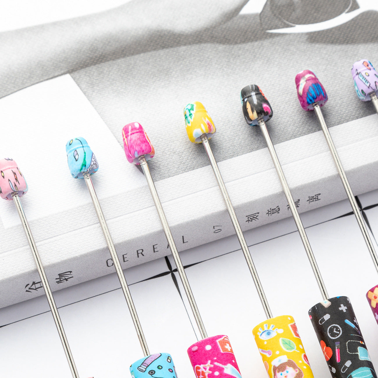 Wholesale Bearable Pens Nurse's Day Printed Plastic Beaded Pens ACC-PN-HuaH004