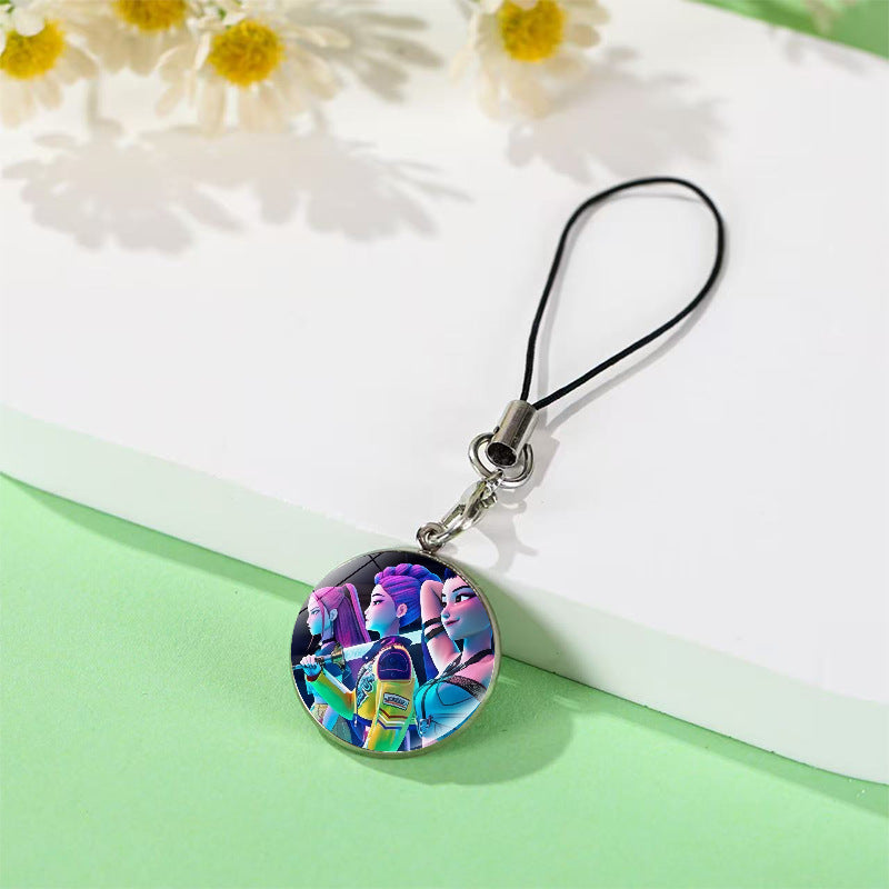 Wholesale Crystal mobile phone chain pendant anime high-value peripheral school bag pendant Keychains kpop