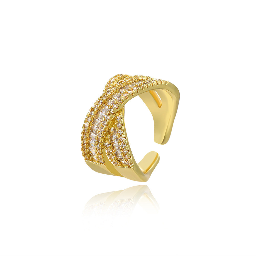 Wholesale Stepped zircon electroplated ring